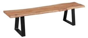Matbänk Wohnling Köksbänk i massivt trä med trädets kant med metallben, lantlig stil Utan ryggstöd, 180 cm - Utan ryggstöd, 180 cm