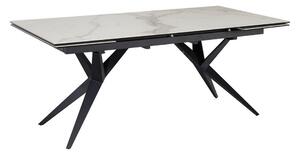 Matbord Wohnling Utdragbart 180-260 cm keramisk fyra ben och metallram Svart, marmor vit - Svart, marmor vit