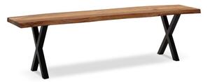 Matbänk Wohnling Massivt trä med metallben träd kant lantligt Svart, korsad, 140 cm - Svart, korsad, 140 cm