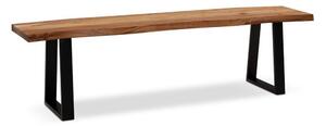 Matbänk Wohnling Massivt trä med metallben träd kant lantligt Svart, Rak, 120 cm - Svart, Rak, 120 cm