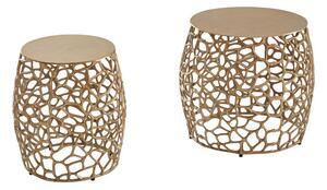 Satsbord Wohnling Set om 2 aluminiumgjutna, runda, handgjorda, modern loftstil Guld - Guld