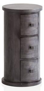 Sideboard Wohnling Runt massivt trä lantlig stil Svart, 3 lådor - Svart, 3 lådor