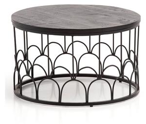 Soffbord Wohnling Massivt trä rund 60 cm med modern metallram modern -
