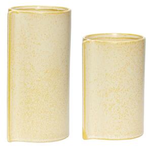 Hübsch - Leaf Pots Yellow (set of 2) - Blomkruka - Gul - Ø12 x H16, Ø14 x H24 cm