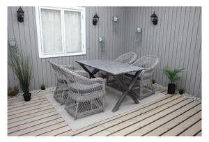Utomhusmöbelgrupp 150 cm Bord & 4 Merida grå stolar Grå - Grå