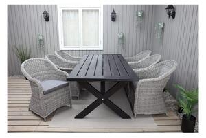 Utomhusmöbelgrupp 220 cm bord & 6 Belize grå stolar Svart - Svart