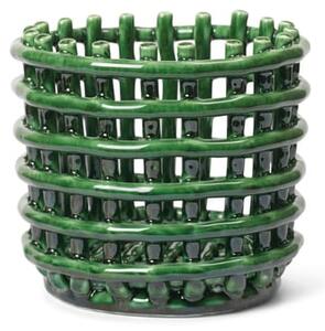 Ferm Living - Ceramic Basket - Korg - Small - Emerald Green - Ø16 x H14,5 cm