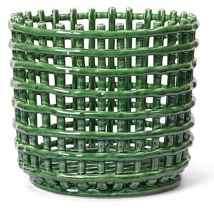 Ferm Living - Ceramic Basket - Korg - Large - Emerald Green - Ø23,5 x H21 cm
