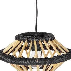 Orientalisk hänglampa bambu med svart avlångt 3-ljus - Evalin