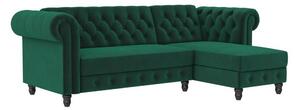 Bäddsoffa Felix 241x154x83 cm, Mörkgrön, Sammet - 241x154x83 cm, Mörkgrön, Sammet