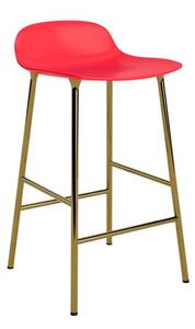 Normann Copenhagen - Form Barstool 65 cm Steel - Barstol - Bright Red / Brass - H77 x W42,5 x D42,5 x SH65 cm