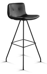 Bent Hansen - Primum Bar Stool - Barstol - Stel: Sort Pulverlakeret Stål / Betræk: Sort Zenso semi-anilinlæder - Høj - W46 x D49,5 x H99,5 x SH79 cm