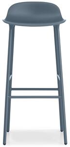 Normann Copenhagen - Form Barstool - 75 cm - Steel, Chrome & Brass - Barstol - Steel / Blue - L: 44 x D: 44 x H: 87 x SH: 75 cm