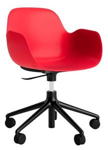 Normann Copenhagen - Form Armchair Swivel 5W Gas Lift Alu - Kontorsstol - Black Aluminium / Bright Red - H73/86 x L72,5 x SH37/50 cm