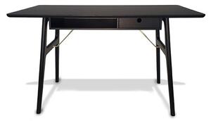 Risskov Møbelsnedkeri - RM13 Work Desk - Skrivbord - Black stained oak tabletop / Oak frame - Oak drawer - L: 130 x B: 70 x H: 73 cm