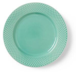 Lyngby Porcelain - Rhombe Plate Ø21 cm - Platta - Aqua - H: 2,5 Ø: 21 cm