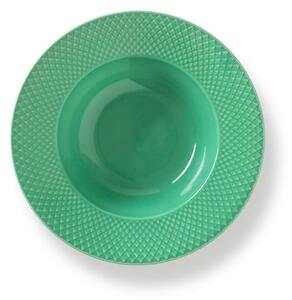 Lyngby Porcelain - Rhombe Deep Plate Ø24,5 cm - Platta - Green - H: 6 Ø: 24,5 cm
