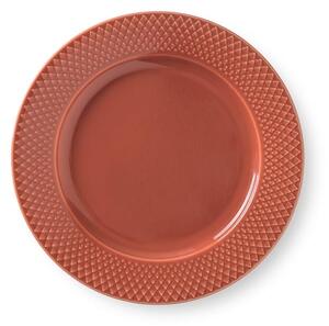 Lyngby Porcelain - Rhombe Plate Ø23 cm - Platta - Terracotta - H: 2,5 Ø: 23 cm