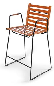 OX DENMARQ - STRAP Bar Chair - Barstol - Hazelnut Leather / Black Steel - H104 x W45 x D45 cm