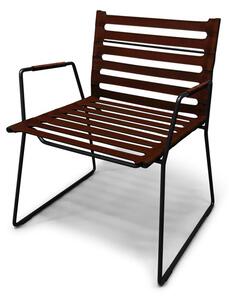 OX DENMARQ - STRAP LOUNGE Chair - Fåtölj - Mocca Leather / Black Steel - H77 x W62 x D59 cm