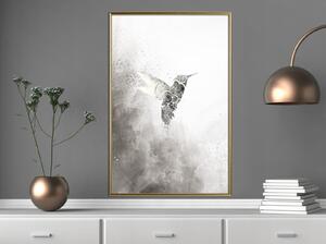 Inramad Poster / Tavla - Hummingbird in Shades of Grey - 20x30 Svart ram
