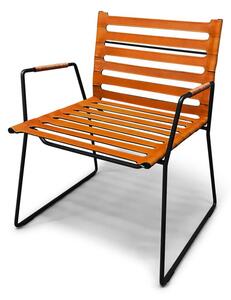 OX DENMARQ - STRAP LOUNGE Chair - Fåtölj - Hazelnut Leather / Black Steel - H77 x W62 x D59 cm