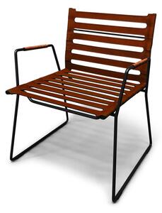 OX DENMARQ - STRAP LOUNGE Chair - Fåtölj - Cognac Leather / Black Steel - H77 x W62 x D59 cm
