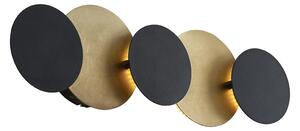 Modern vägglampa svart med guld inkl. LED 3-stegs dimbar 5-ljus - Sunrise 3