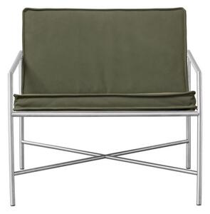 Handvärk - Lounge Chair by Emil Thorup - Fåtölj - Stainless Steel / Flux Dark Green Leather - H45 x W78 x D72 x SH32 cm