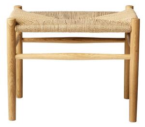 FDB Møbler / Furniture - J83 av Jørgen Bækmark - Pall - Lacquered Oak/Nature Wicker - H41 x B52 x D37 cm