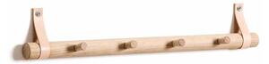 EKTA Handvaerk - Rack Dot - Krokar - Nature oak & leather - 4 Dots - L: 51,5 cm