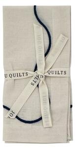 Jou Quilts - Curved embroidery napkin - Servetter av tyg - Creme blue - 40 x 40 cm