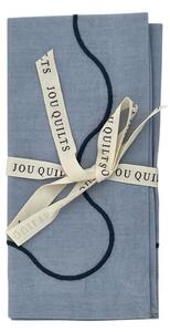 Jou Quilts - Curved embroidery napkin - Servetter av tyg - Light blue - 40 x 40 cm
