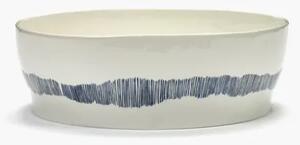 Serax - Salad Bowl Feast - Skål för servering - White Stripes Blue - Ø28.5 x H9.5 cm