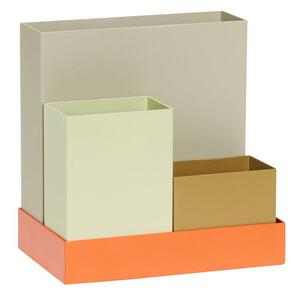 Hübsch - Sortit Organiser - Förvaringslådor - Ljusgrön / Olivgrön / Orange / Sand - 5 x 8 x H7 / 5 x 8 x H12 / 5 x 16 x H17 / 17 x 11 x H3 cm