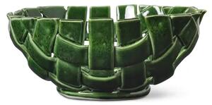 Ferm Living - Plait Bowl Ø24 - Skål för servering - Emerald Green - Ø: 24 x H: 10 cm