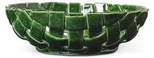 Ferm Living - Plait Bowl Ø30 - Skål för servering - Emerald Green - Ø: 30 x H: 10 cm