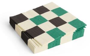 HAY - Pattern Napkins - Servetter av tyg - Off-white, Green and Black - Medium Check / Set of 20 - Lunch - W33 x D33 cm