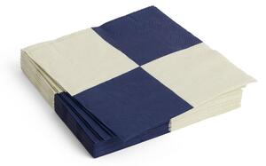 HAY - Pattern Napkins - Servetter av tyg - Off-white and Dark Blue - Large Check / Set of 20 - Lunch - W33 x D33 cm
