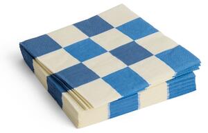 HAY - Pattern Napkins - Servetter av tyg - Off-white and Blues - Medium Check / Set of 20 - Lunch - W33 x D33 cm