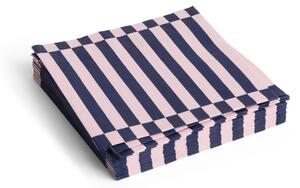 HAY - Pattern Napkins - Servetter av tyg - Light Pink and Dark Blue - Pillar Stripe / Set of 20 - Dinner - W40 x D40 cm