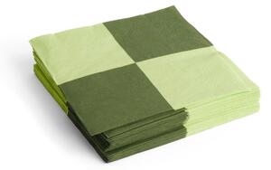 HAY - Pattern Napkins - Servetter av tyg - Light Green and Dusty Green - Large Check / Set of 20 - Dinner - W40 x D40 cm