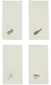 OYOY LIVING - New Year Napkin - Pack Of 4 - Servetter av tyg - 102 Offwhite - L45 x W45 x H0,1 cm