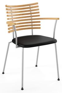 Naver Collection - Tiger armchair / GM4106 by Henrik Lehm - Matstol - Oiled oak / Naver Select Black leather / Stainless steel - W54 x D54 x H80