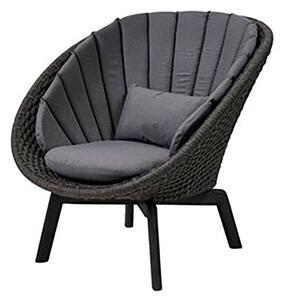 Cane-line - Peacock lounge chair OUTDOOR - Aluminium - Lounge stol - Frame: Cane-line Soft rope - Aluminium, Black / Cushion: Grey, Cane-line Natté - W91 x D93 x H87 x SH34 cm
