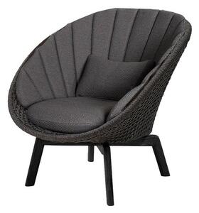 Cane-line - Peacock lounge chair OUTDOOR - Aluminium - Lounge stol - Frame: Cane-line Soft rope - Aluminium, Black / Cushion: Dark, Grey, Cane-line Focus - W91 x D93 x H87 x SH34 cm