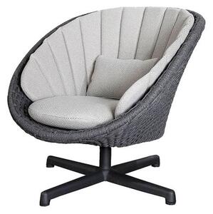 Cane-line - Peacock Lounge Swivel Chair - Aluminium - Lounge stol - Frame: Cane-line Soft rope - Aluminium, Black / Cushion: Light Grey, Cane-line Focus - W91 x D93 x H87 x SH34 cm