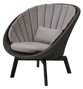 Cane-line - Peacock lounge chair OUTDOOR - Aluminium - Lounge stol - Frame: Cane-line Soft rope - Aluminium, Black / Cushion: Taupe, Cane-line Natté - W91 x D93 x H87 x SH34 cm
