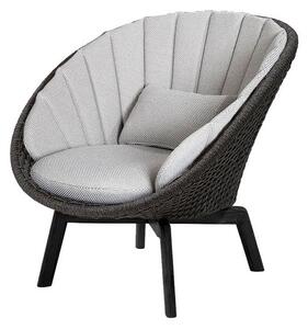Cane-line - Peacock lounge chair OUTDOOR - Aluminium - Lounge stol - Frame: Cane-line Soft rope - Aluminium, Black / Cushion: Light Grey, Cane-line Focus - W91 x D93 x H87 x SH34 cm