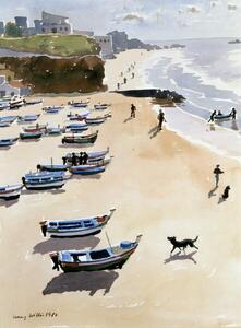 Lucy Willis - Konsttryck Boats on the Beach, 1986, (30 x 40 cm)